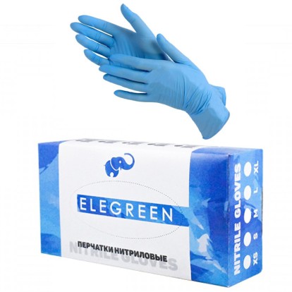 Перчатки Elegreen голубой (M) - нитриловые, текстурированные (50пар), Elegreen / Россия